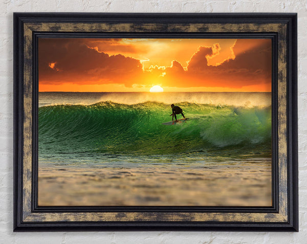 Surfer Sunset Framed Print