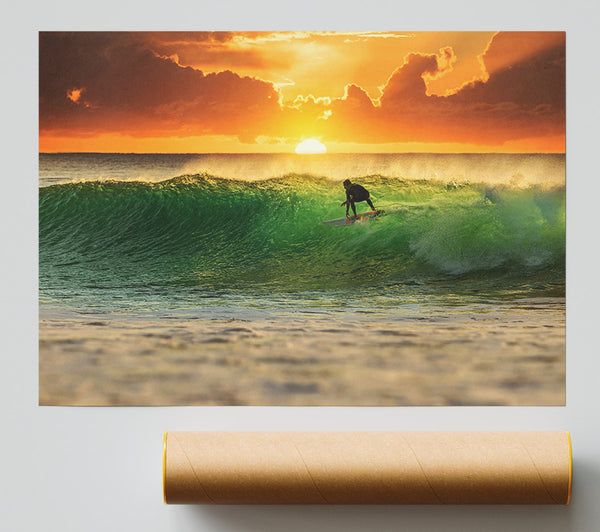 Surfer Sunset Giclee Print