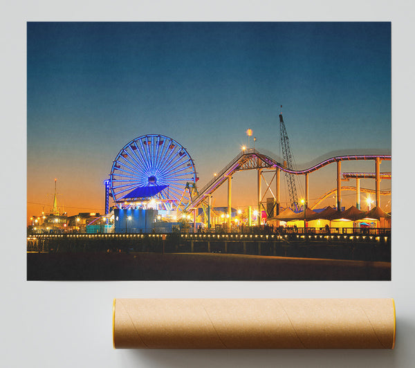 Santa Monica Pier At Dusk Giclee Print
