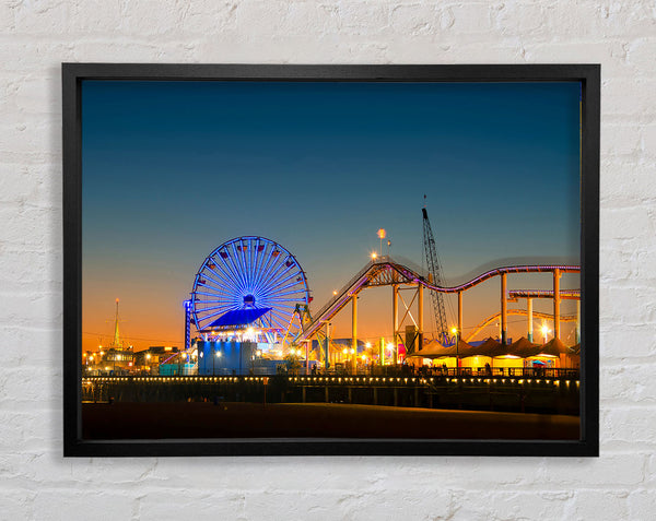 Santa Monica Pier At Dusk Framed Print
