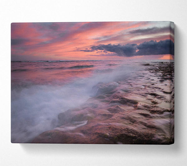  A Canvas Print of Perfect Pink Ocean Dusk Canvas Wall Art