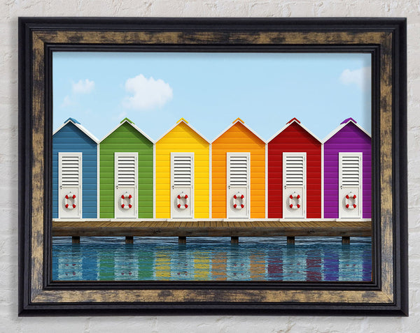 Beach Hut Ocean Framed Print