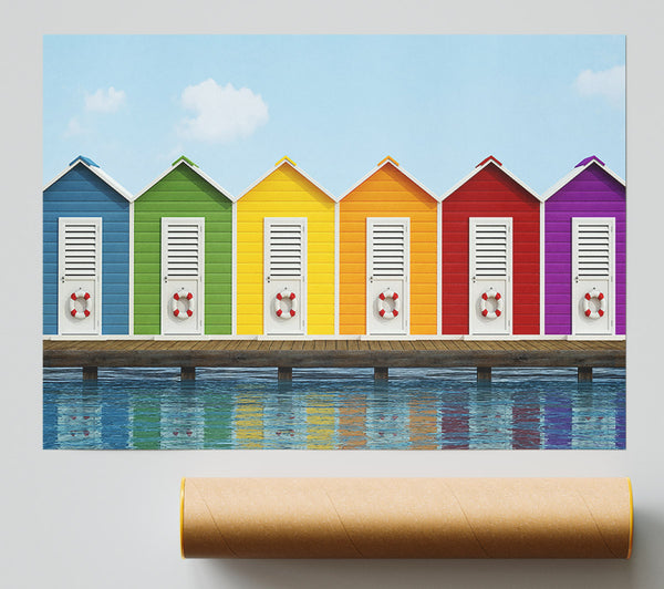 Beach Hut Ocean Print