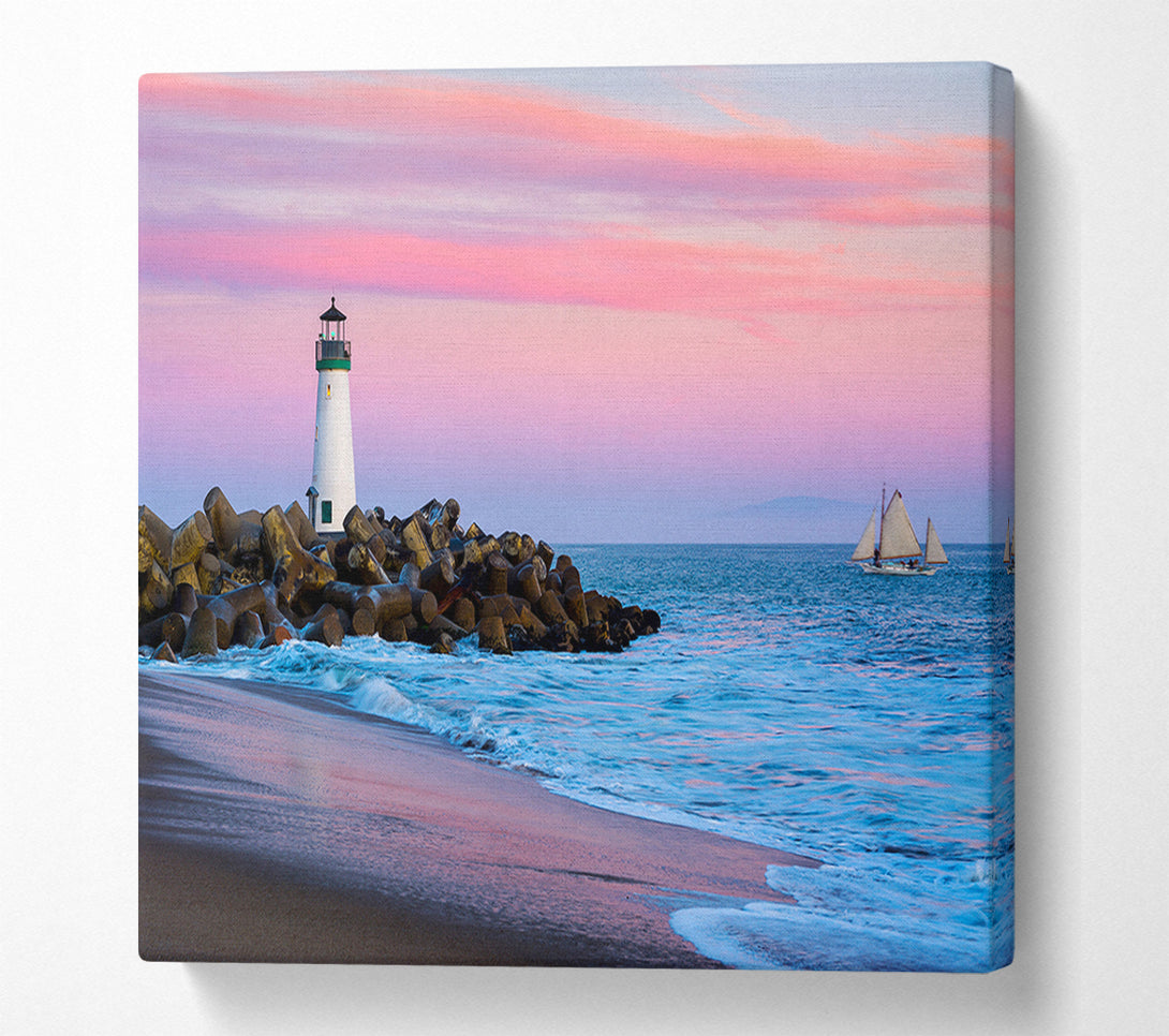  A Canvas Print of Sailboat Lighthouse Canvas Art
