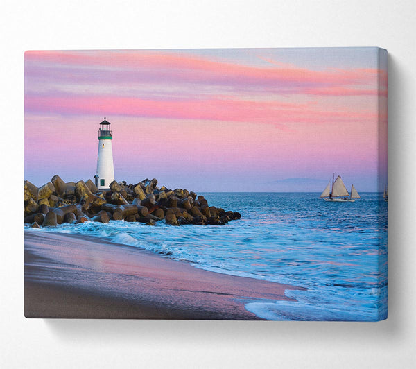 A Canvas Print of Sailboat Lighthouse Canvas Art
