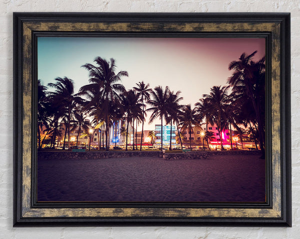 Miami Dusk Framed Print
