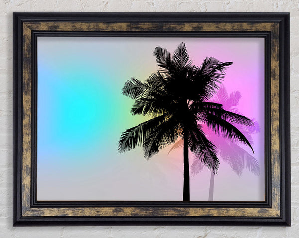 Psychedelic Palm Skies Framed Print
