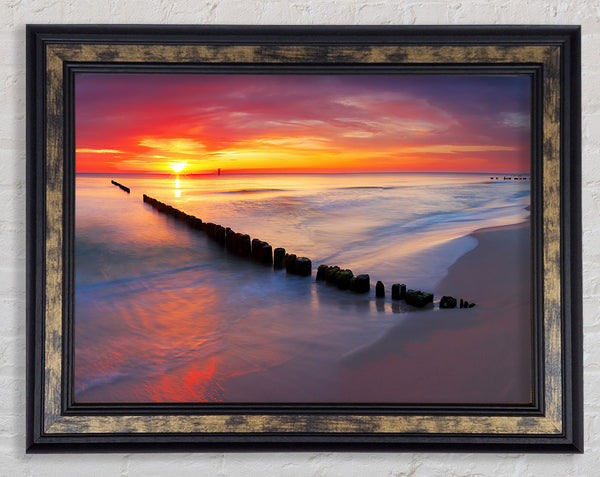Movement Of The Sunset Ocean Framed Print
