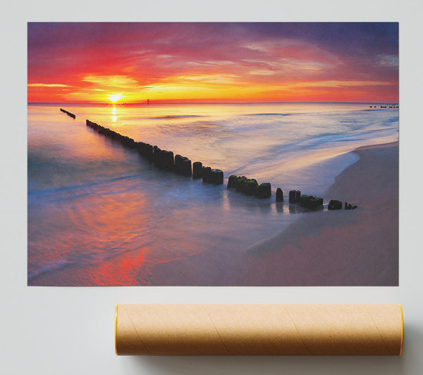 Movement Of The Sunset Ocean Print