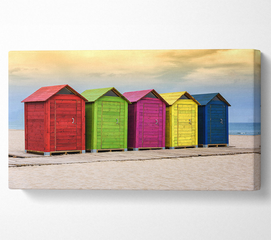  A Canvas Print of Beach Hut Boardwalk Canvas Print