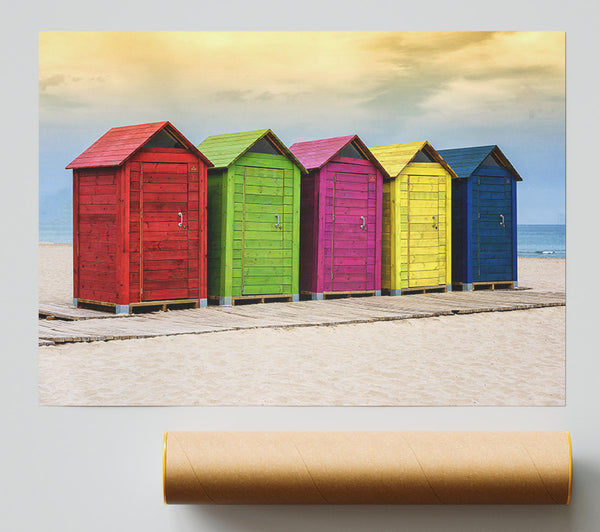 Beach Hut Boardwalk Giclee Print