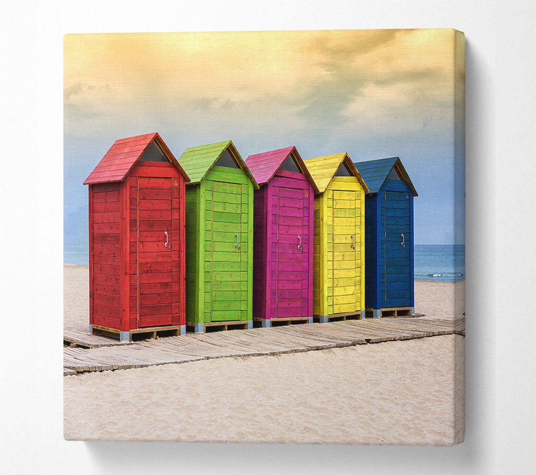  A Canvas Print of Beach Hut Boardwalk Canvas Print