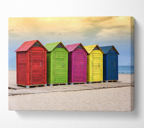  A Canvas Print of Beach Hut Boardwalk Canvas Print