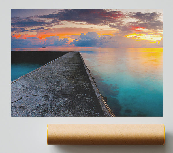 Turquoise Ocean Walk Print