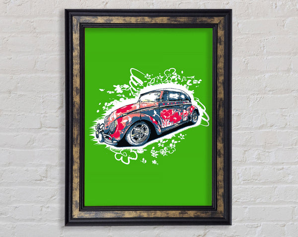 Flower Power VW Beetle Framed Print