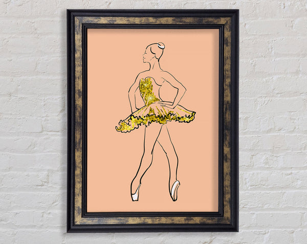 Golden White Ballerina Framed Print