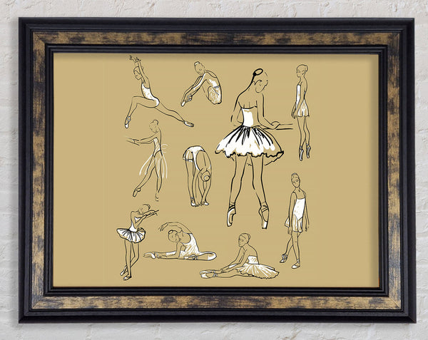 Beige White Ballerina 1 Framed Print