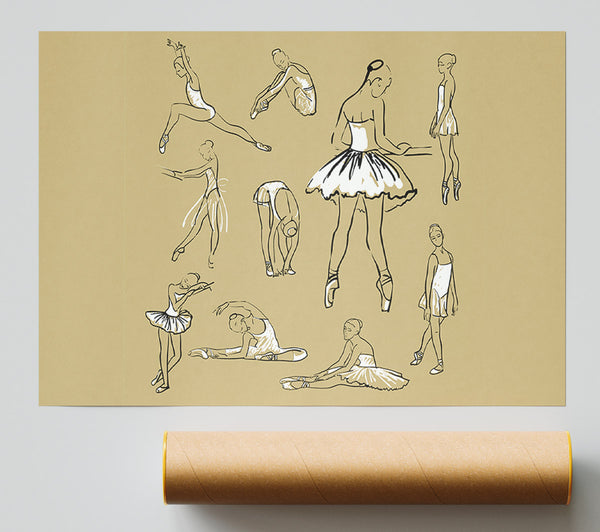 Beige White Ballerina 1 Giclee Print