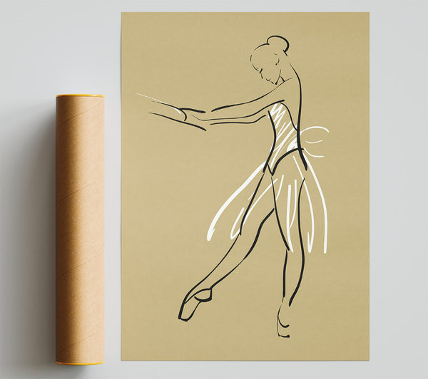 Beige White Ballerina 3 Print