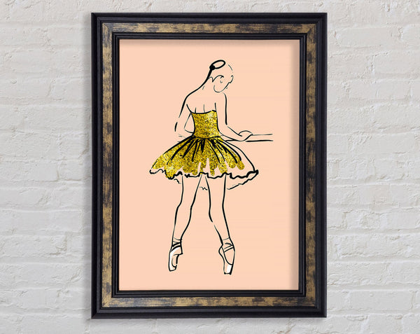 Golden Pink Ballerina 2 Framed Print