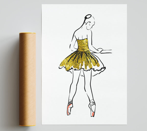 Golden Pink Ballerina 3 Print