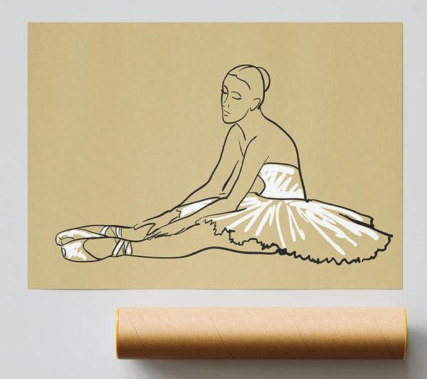 Beige White Ballerina 4 Print