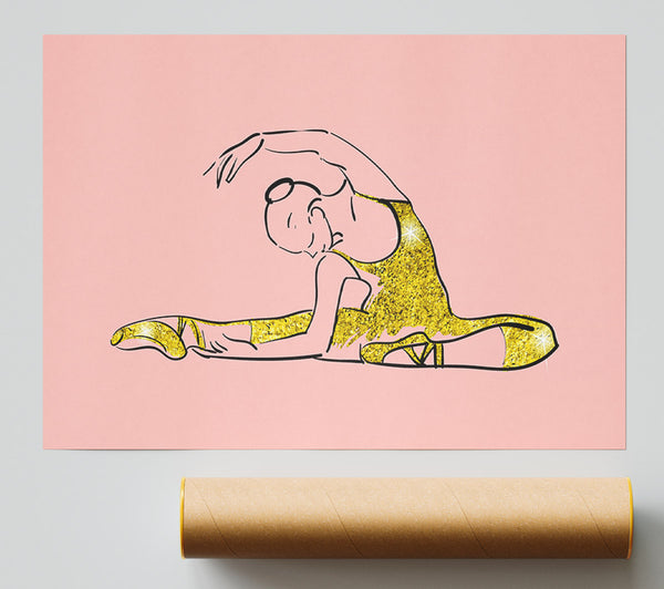 Golden Pink Ballerina 4 Print