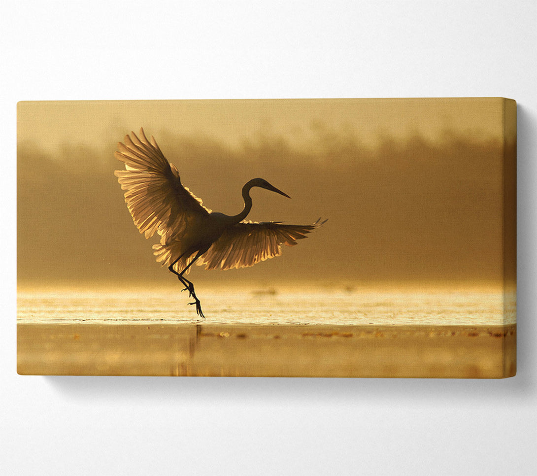  A Canvas Print of Dancing Sunset Heron Canvas Art