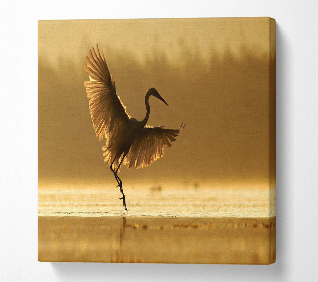  A Canvas Print of Dancing Sunset Heron Canvas Art
