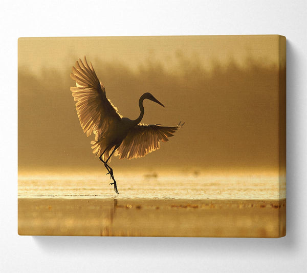  A Canvas Print of Dancing Sunset Heron Canvas Art
