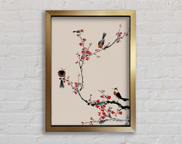 Chinesische Kirschblütenvögel