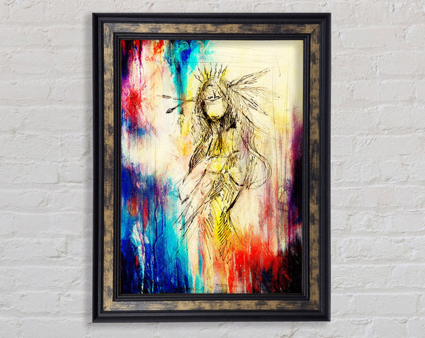 Red Indian Warrior Princess Framed Print