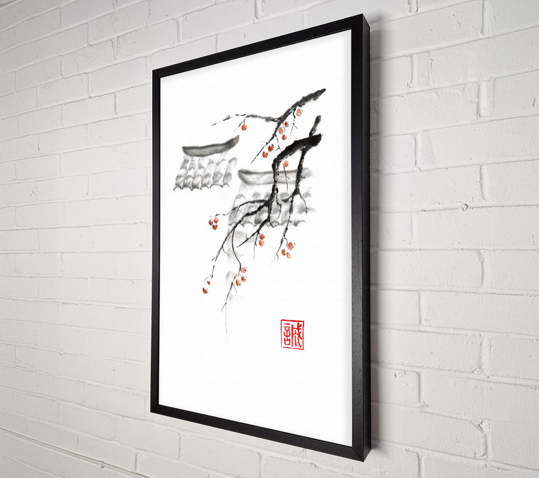  A Canvas Print of Chinese Cherry Blossom Roof Tops Canvas Print