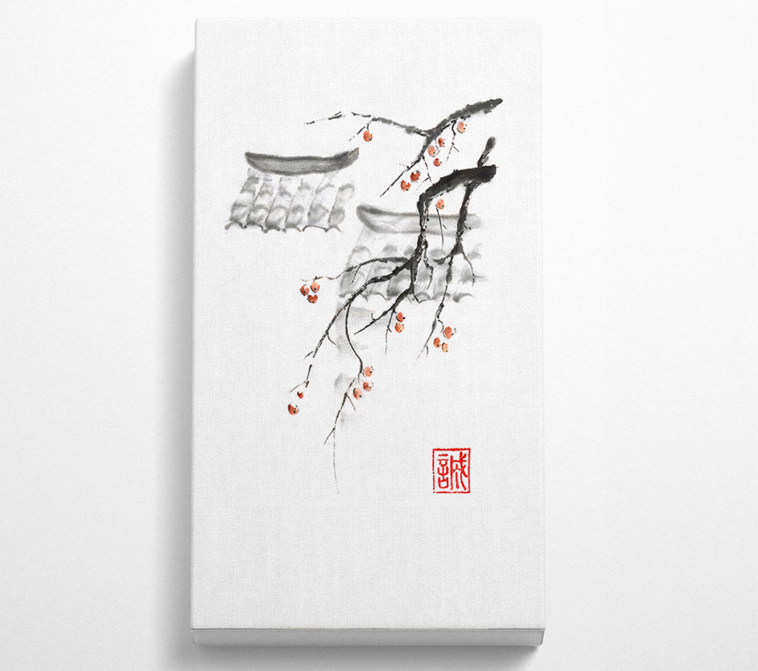  A Canvas Print of Chinese Cherry Blossom Roof Tops Canvas Print