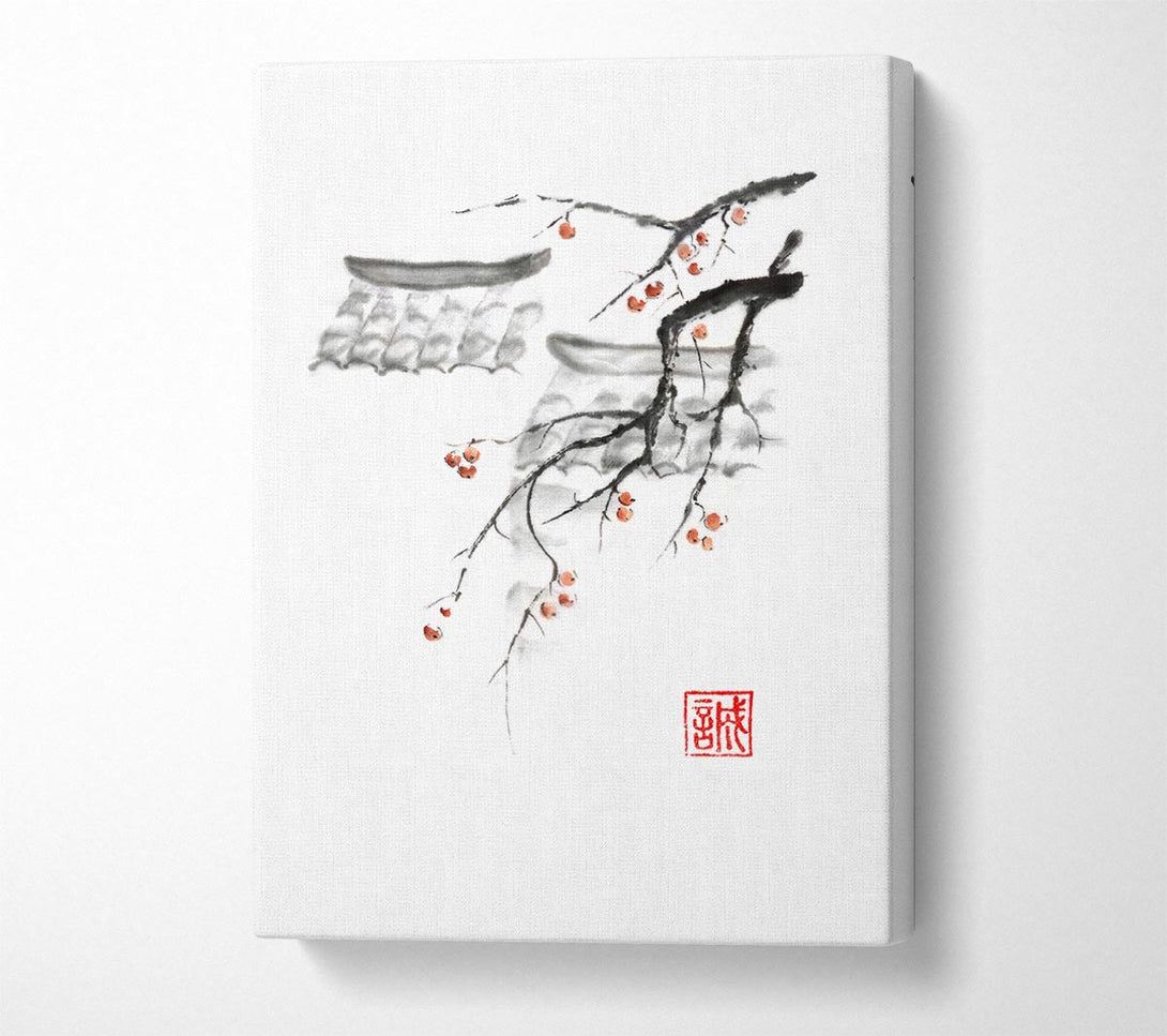  A Canvas Print of Chinese Cherry Blossom Roof Tops Canvas Print
