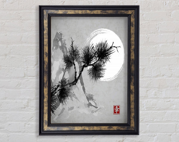 Japanese Sunset Tree Framed Print