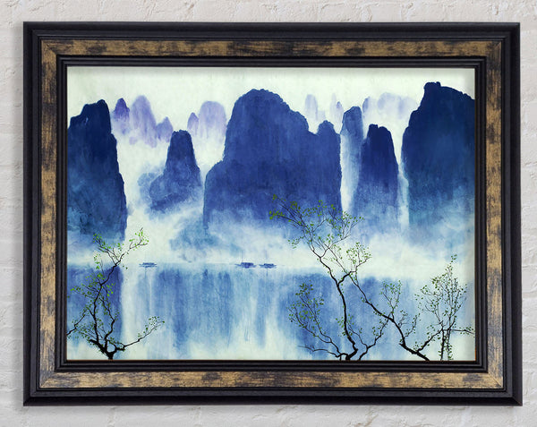 Japanese Mountain Reflections Framed Print