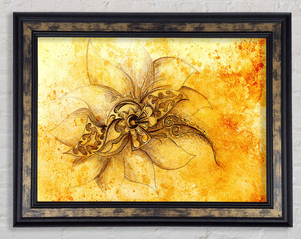 Golden Lotus Flower Framed Print