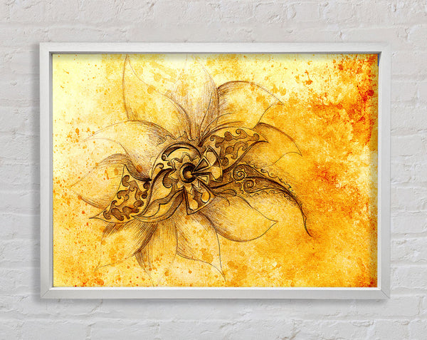 Golden Lotus Flower Framed Print