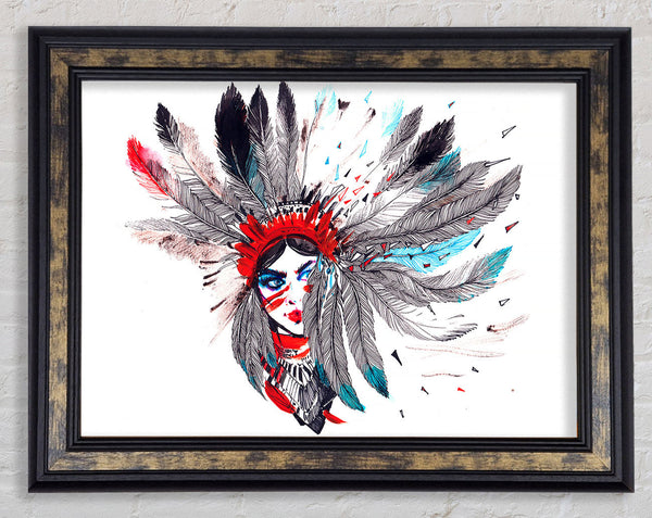 Red Indian Head Dress Framed Print