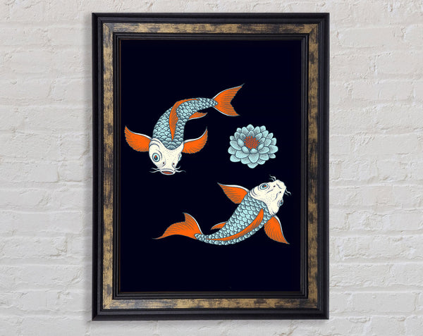 Japanese Koi Twins Framed Print