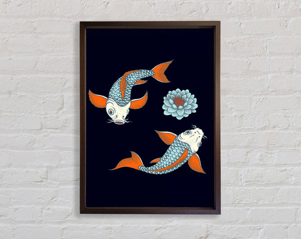 Japanese Koi Twins Framed Print