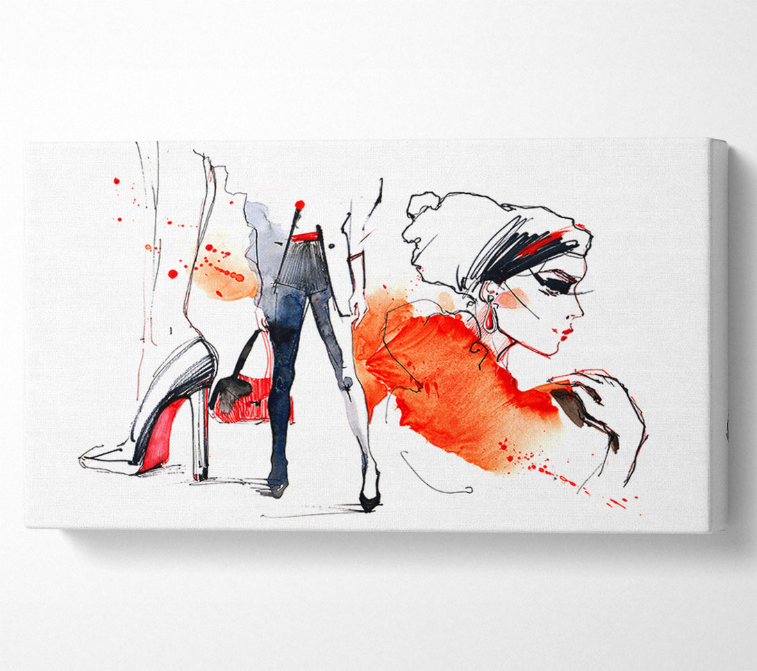  A Canvas Print of Shoes Bag Done 2 Canvas Print