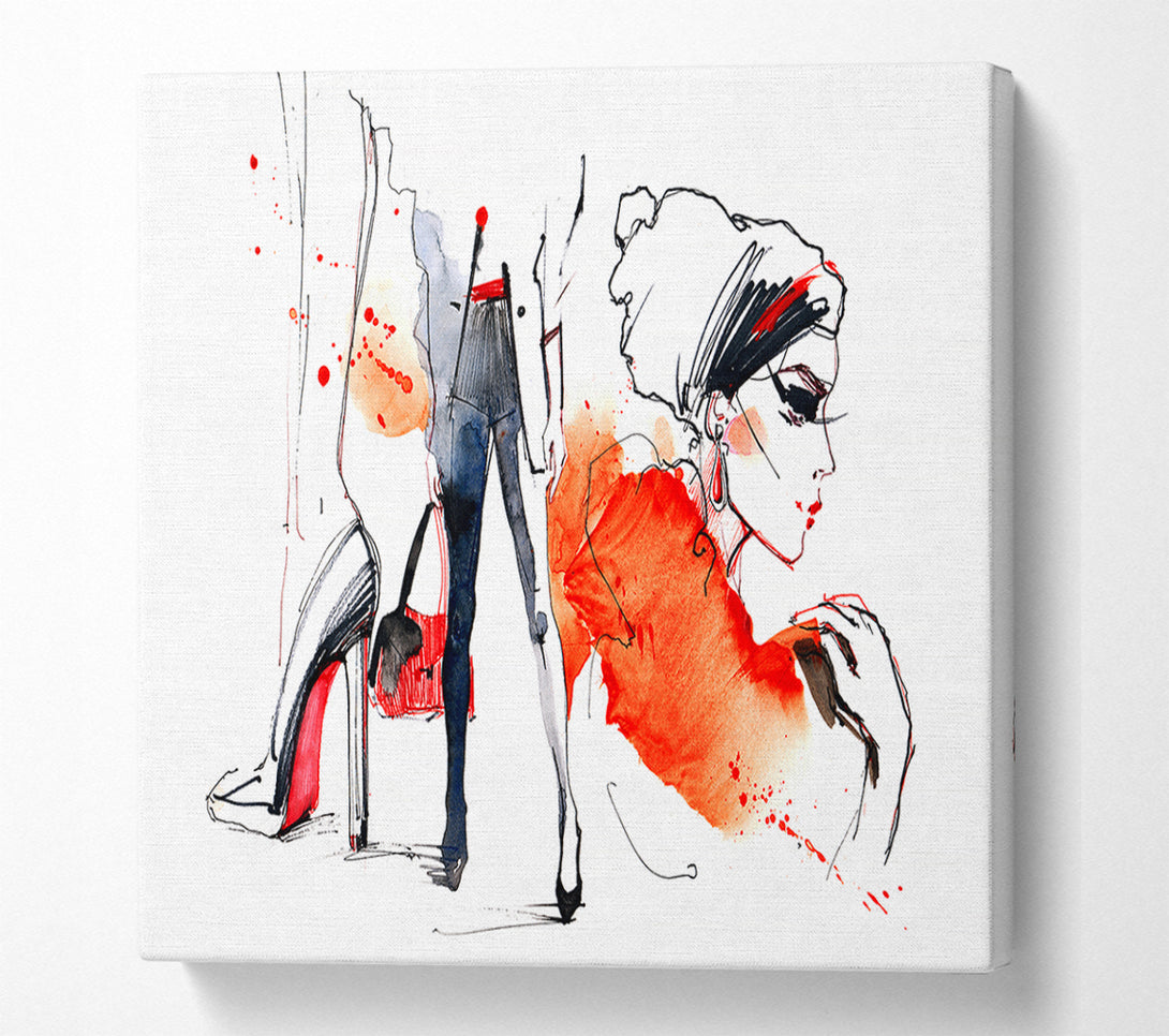  A Canvas Print of Shoes Bag Done 2 Canvas Print