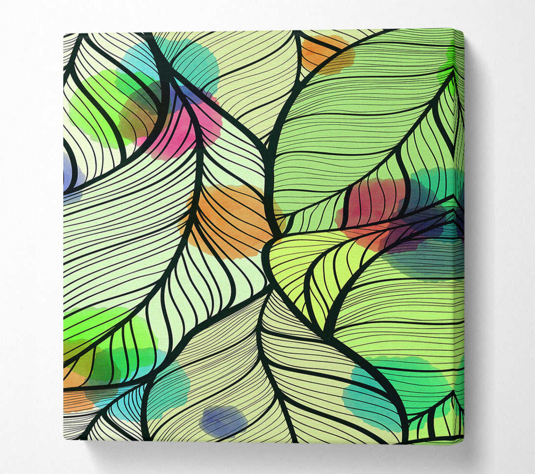 A Canvas Print of Paint Splash Leaves Canvas Wall Art