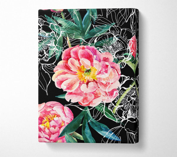  A Canvas Print of Huge Pink Flowers Canvas Print