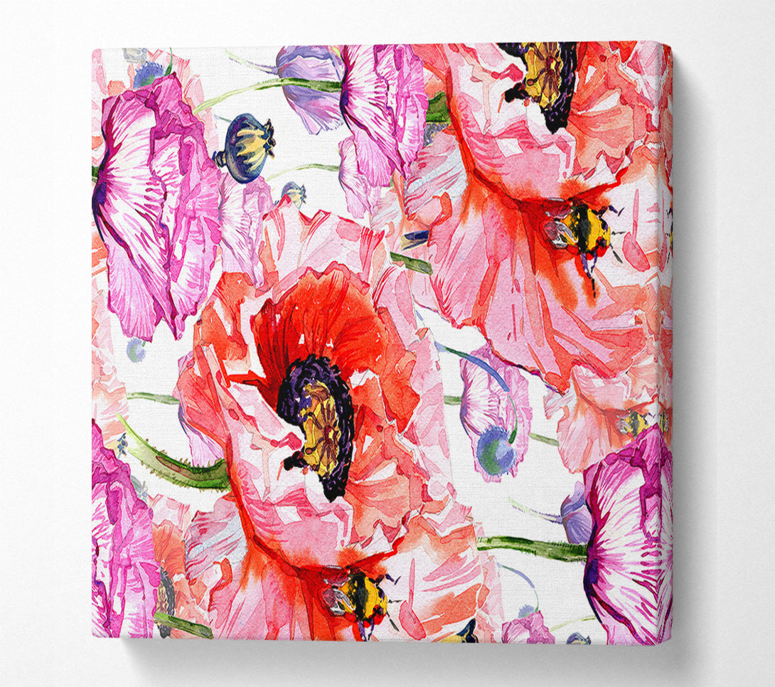  A Canvas Print of Carnation Poppy Garden Canvas Wall Art
