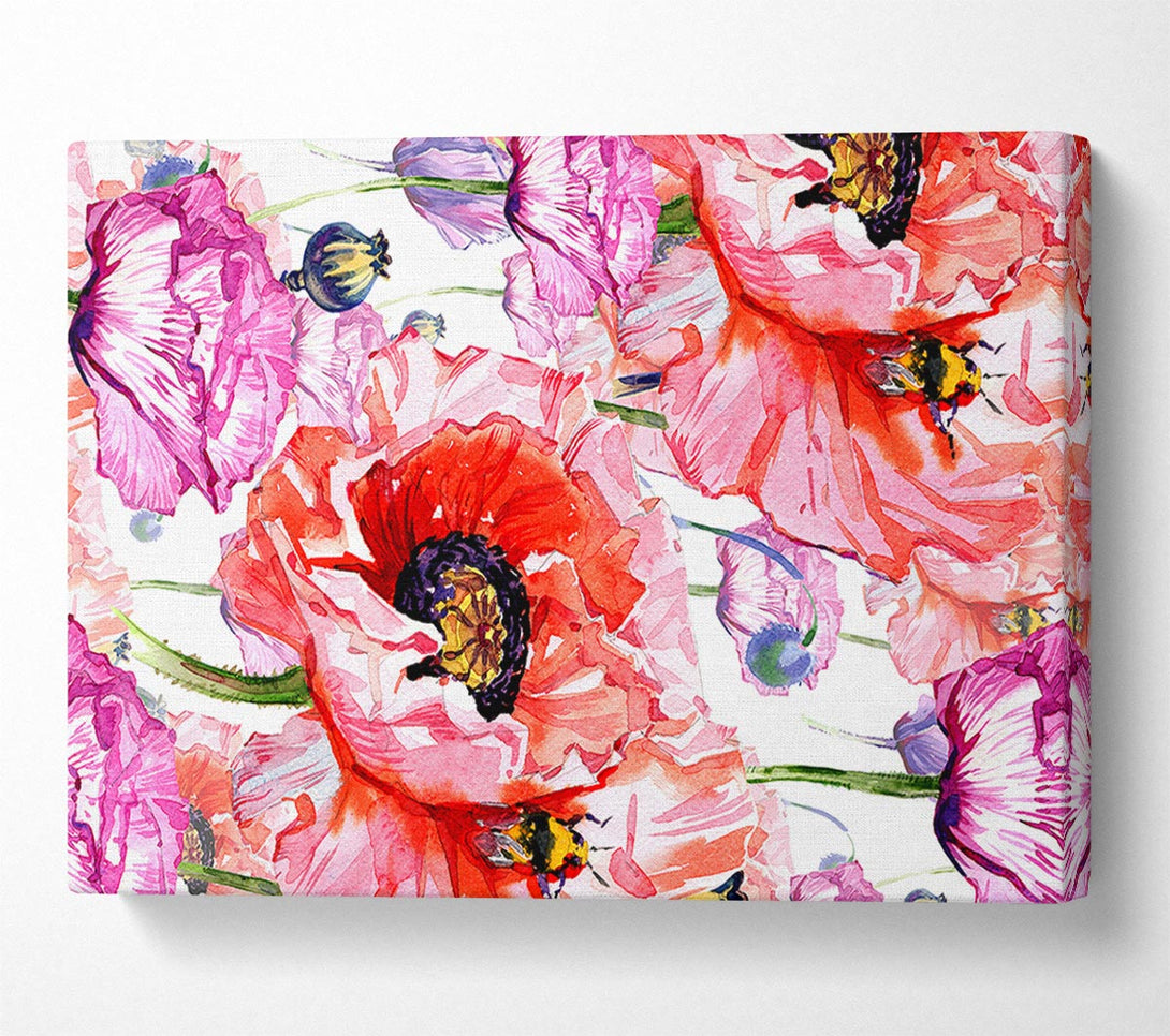  A Canvas Print of Carnation Poppy Garden Canvas Wall Art