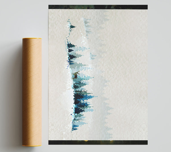 Deer In Winter Wonderland Print