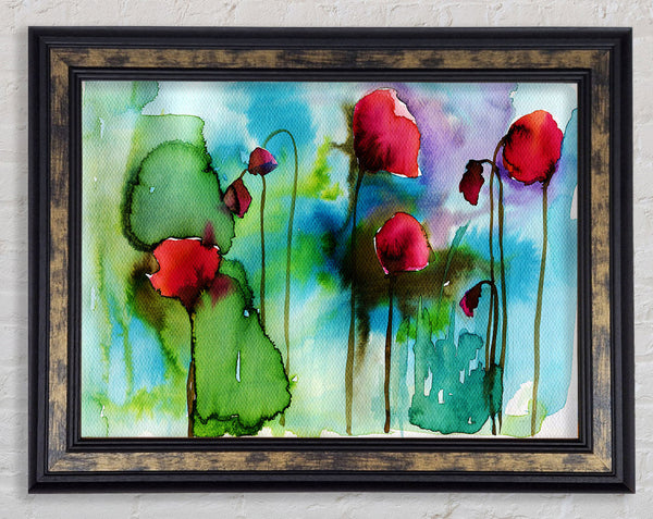 Watercolour Poppies Framed Print